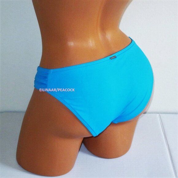 Victoria Secret Swim Knockout Bikini Bottom S L Ruched Side Bright Blue - Picture 2 of 6